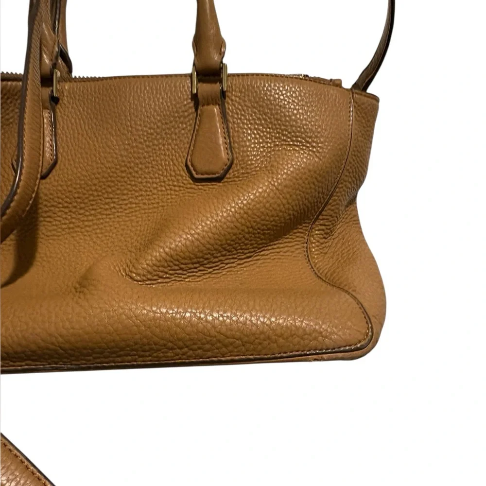 TORY BURCH Robinson Pebbled Leather Tote Bag Satchel Tan